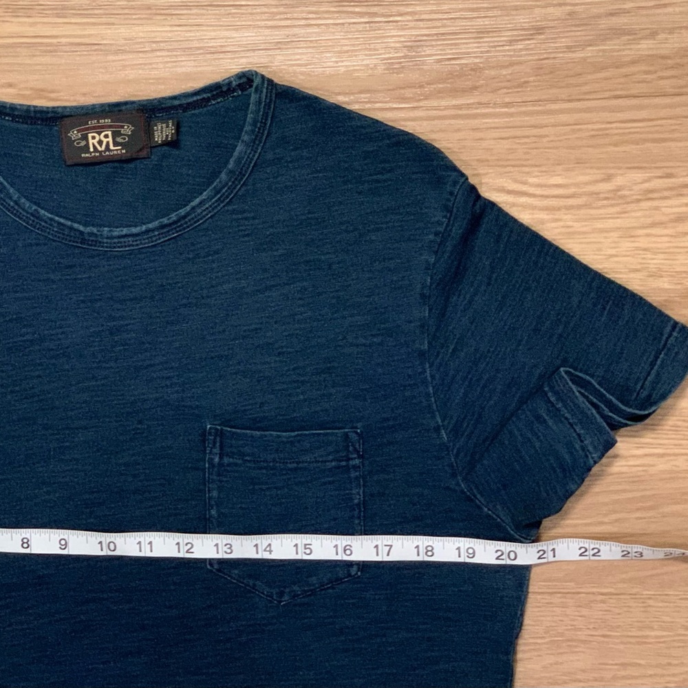Double RRL Ralph Lauren Men Short Sleeve Crew Neck T-Shirt Blue Size L - Picture 5 of 8